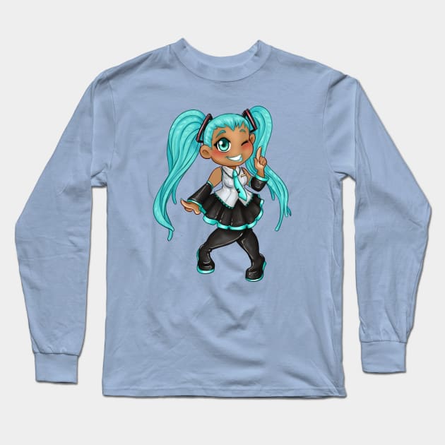 Hatsune Miku, At your service! Long Sleeve T-Shirt by Bleached Kitten Inkk